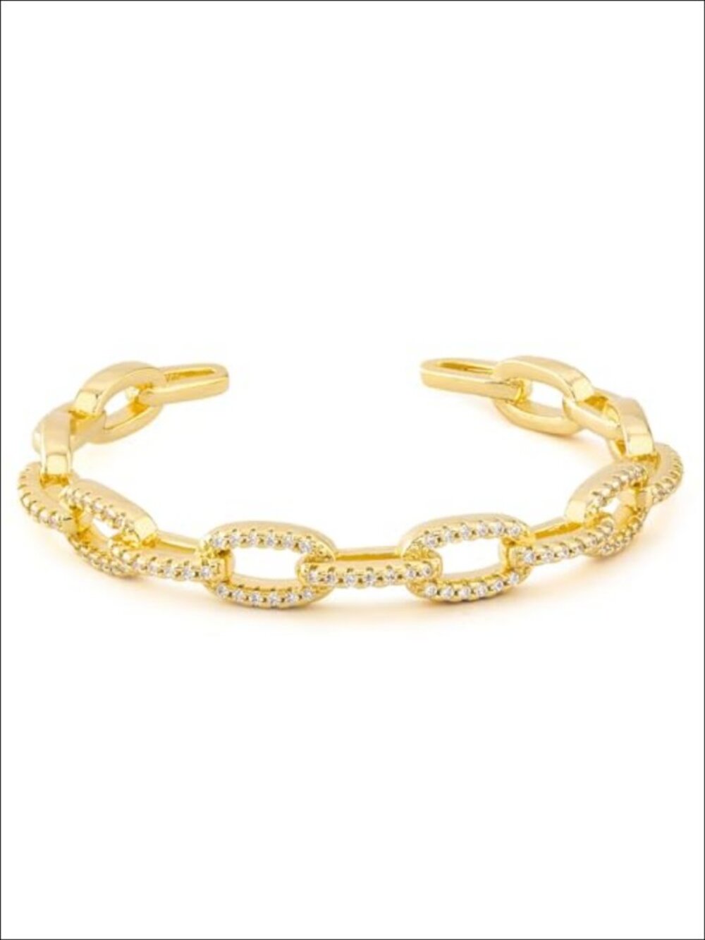 14k Gold Plated Adjustable Cuff Bracelet Brass CZ Minimalist